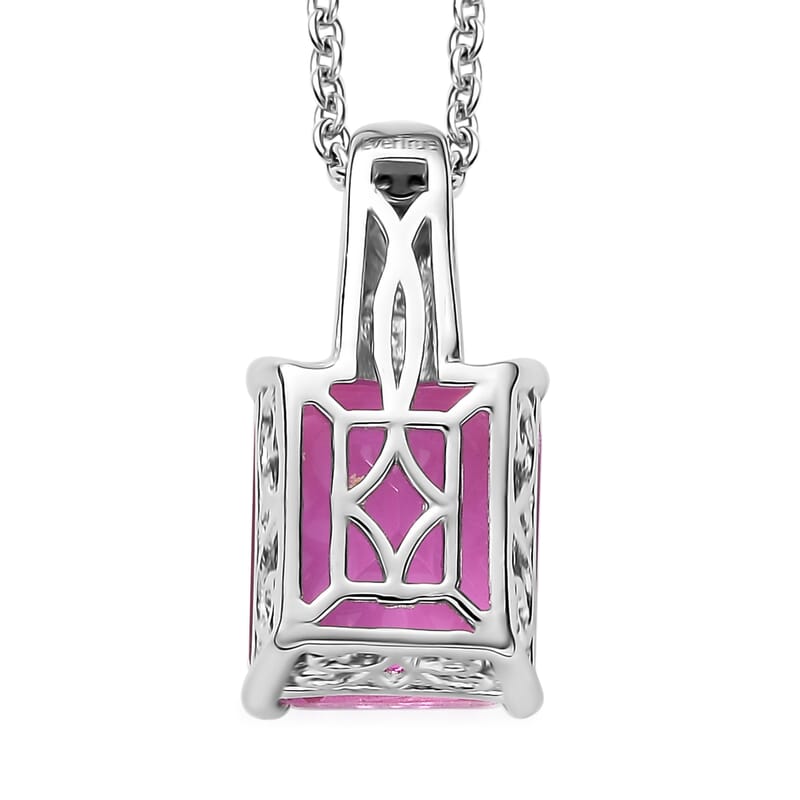 EverTrue Patroke Quartz and White Zircon 7.00 ctw Celestial Glow Pendant in Platinum Bond with Stainless Steel Necklace 20 Inches