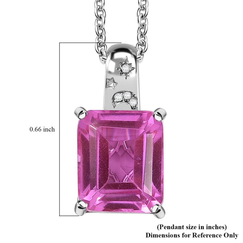 EverTrue Patroke Quartz and White Zircon 7.00 ctw Celestial Glow Pendant in Platinum Bond with Stainless Steel Necklace 20 Inches