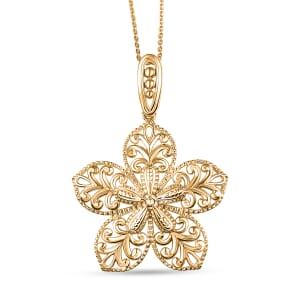 D'Joy Floral Pendant Necklace in 18K Vermeil Yellow Gold Over Sterling Silver 20 Inches 8.20 Grams