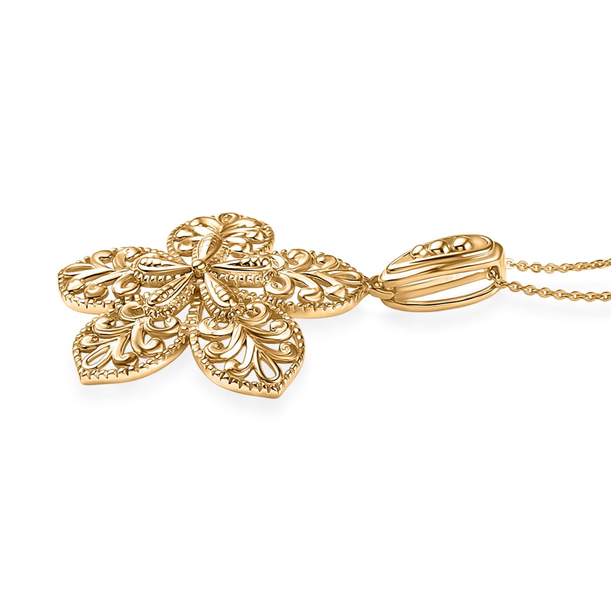 D'Joy Floral Pendant Necklace in 18K Vermeil Yellow Gold Over Sterling Silver 20 Inches 8.20 Grams image number 3
