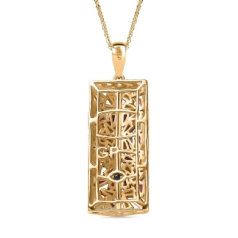 GP Multi Gemstone 3.01 ctw Pendant Necklace (20 Inches) in 18K Vermeil YG Over Sterling Silver