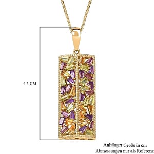 GP Multi Gemstone 3.01 ctw Pendant Necklace (20 Inches) in 18K Vermeil YG Over Sterling Silver