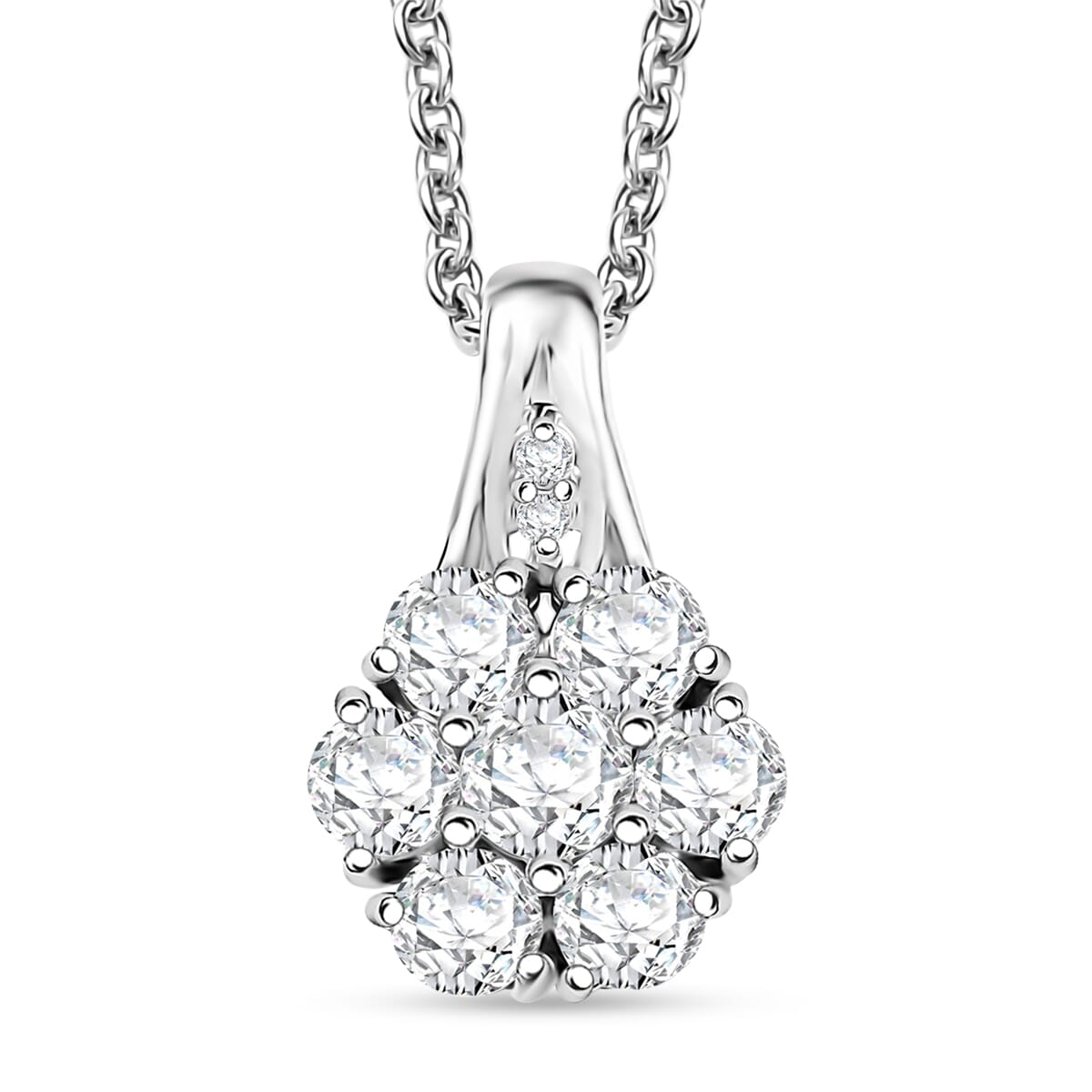 D'Joy Moissanite 1.35 ctw Pendant Necklace in Rhodium Over Sterling Silver 20 Inches image number 0