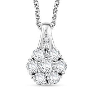 D'Joy Moissanite 1.35 ctw Pendant Necklace in Rhodium Over Sterling Silver 20 Inches