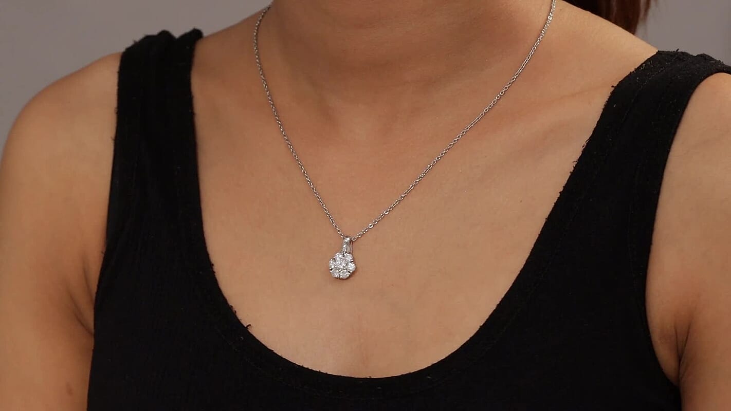 D'Joy Moissanite 1.35 ctw Pendant Necklace in Rhodium Over Sterling Silver 20 Inches