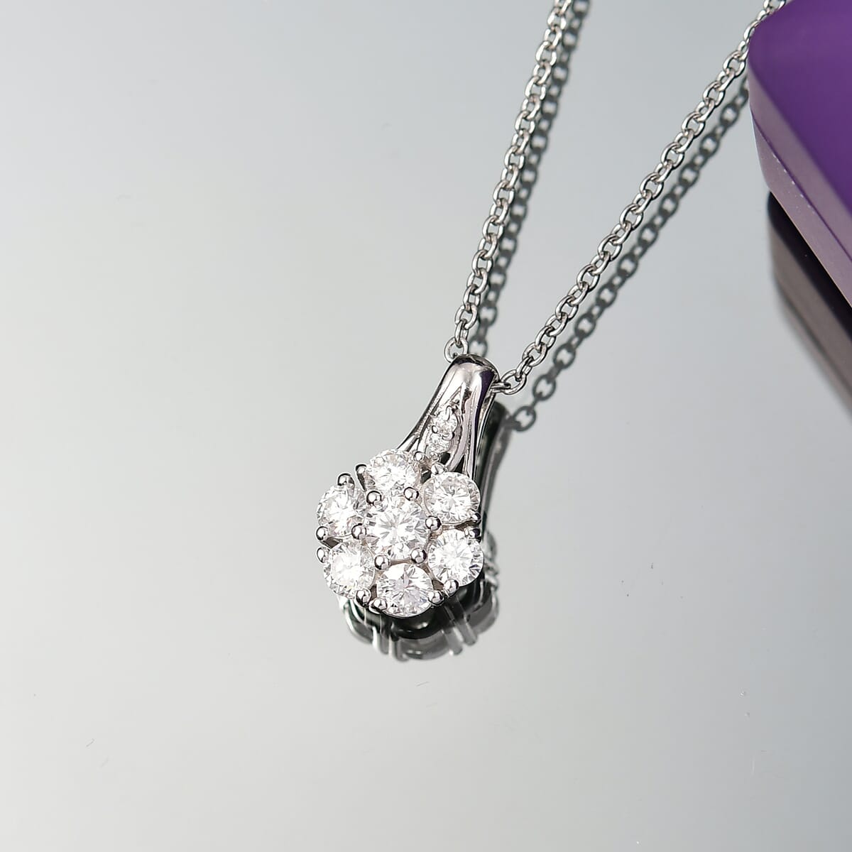 D'Joy Moissanite 1.35 ctw Pendant Necklace in Rhodium Over Sterling Silver 20 Inches image number 1