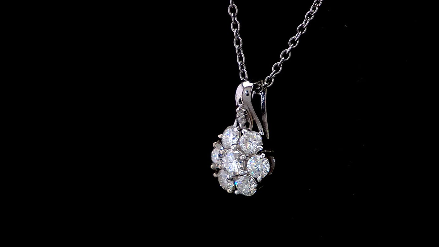 D'Joy Moissanite 1.35 ctw Pendant Necklace in Rhodium Over Sterling Silver 20 Inches