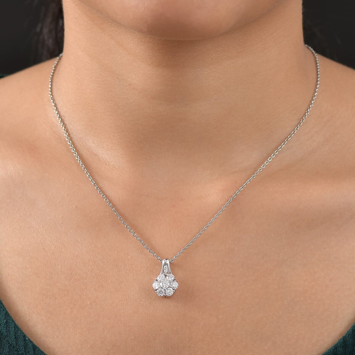 D'Joy Moissanite 1.35 ctw Pendant Necklace in Rhodium Over Sterling Silver 20 Inches image number 2