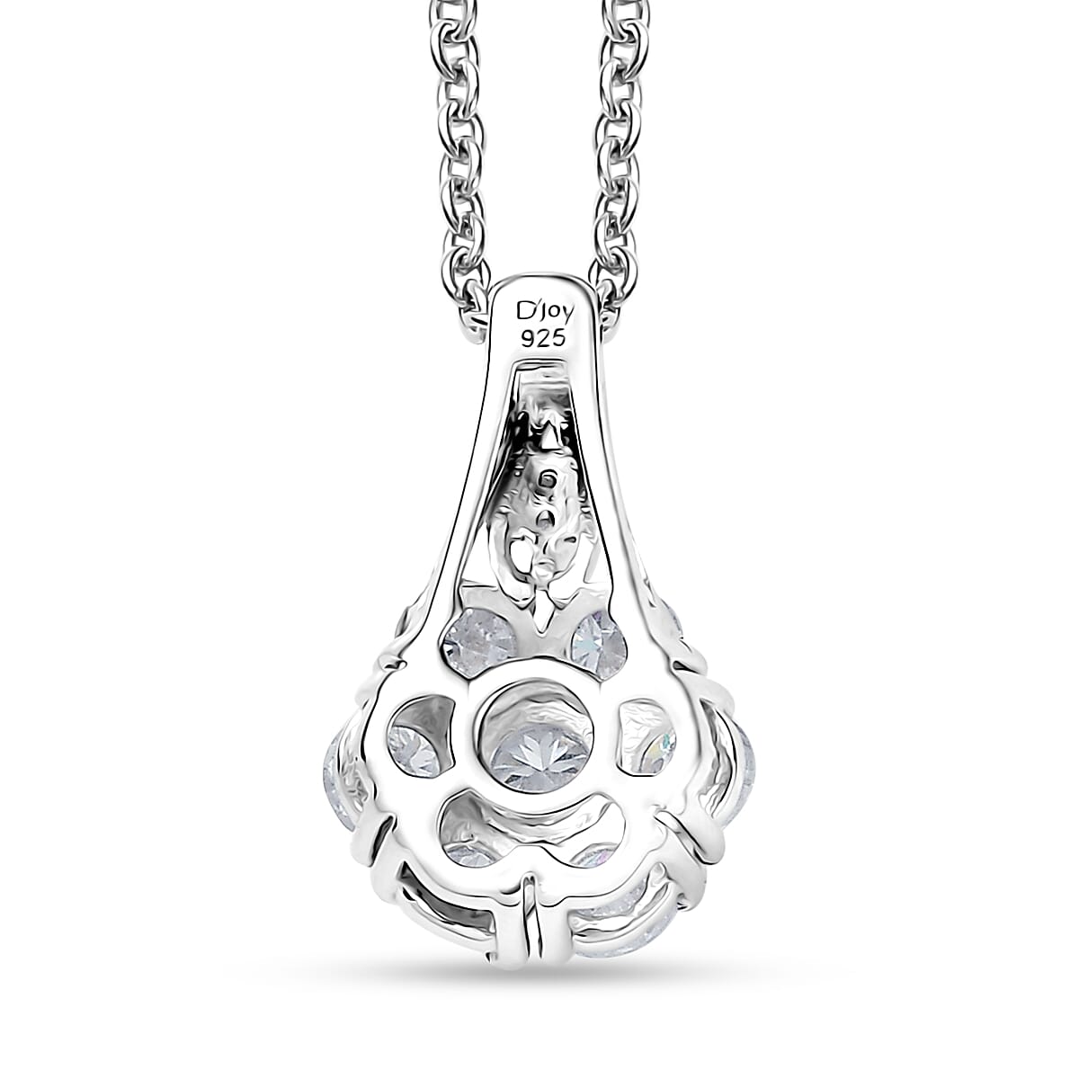 D'Joy Moissanite 1.35 ctw Pendant Necklace in Rhodium Over Sterling Silver 20 Inches