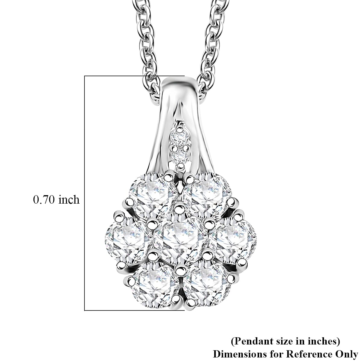 D'Joy Moissanite 1.35 ctw Pendant Necklace in Rhodium Over Sterling Silver 20 Inches