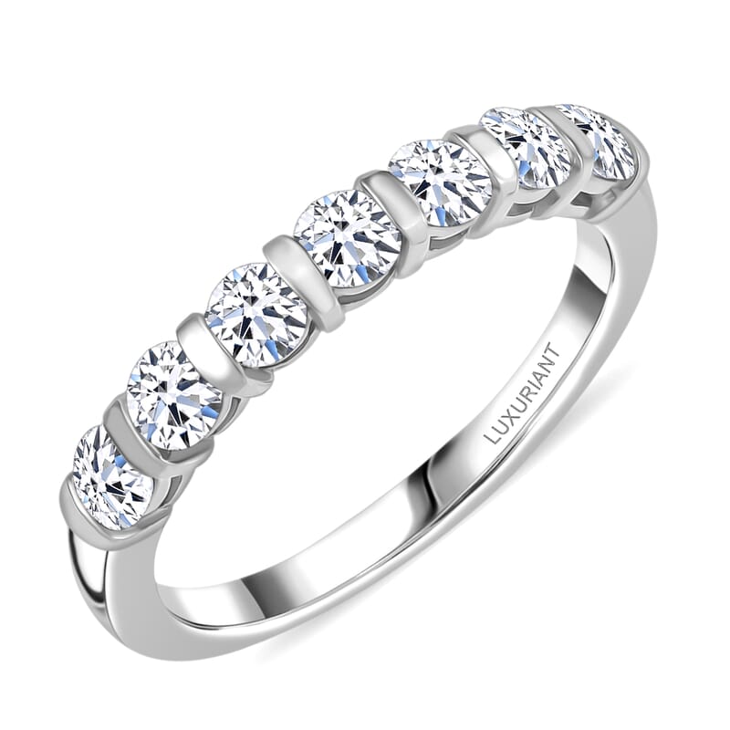 Luxuriant Lab Grown Diamond SI-I1 2.80 ctw Bubbles Ring (Size 6.0) and Stud Earrings and Bracelet (7.25In) in Rhodium Over Sterling Silver