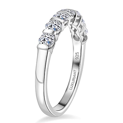 Luxuriant Lab Grown Diamond SI-I1 2.80 ctw Bubbles Ring (Size 6.0) and Stud Earrings and Bracelet (7.25In) in Rhodium Over Sterling Silver