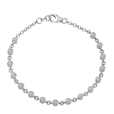 Luxuriant Lab Grown Diamond SI-I1 2.80 ctw Bubbles Ring (Size 6.0) and Stud Earrings and Bracelet (7.25In) in Rhodium Over Sterling Silver