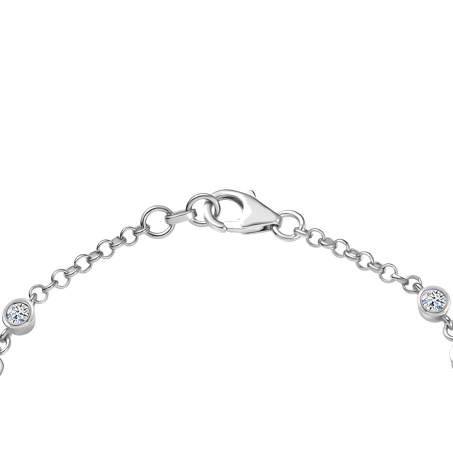 Luxuriant Lab Grown Diamond SI-I1 2.80 ctw Bubbles Ring (Size 6.0) and Stud Earrings and Bracelet (7.25In) in Rhodium Over Sterling Silver