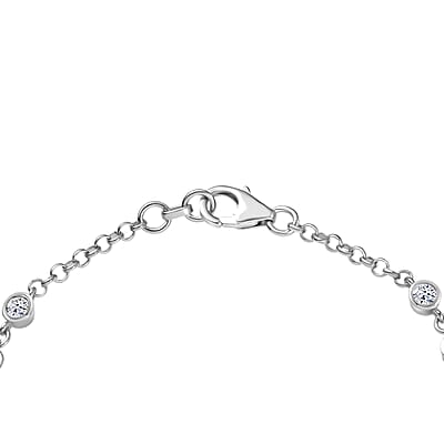 Luxuriant Lab Grown Diamond SI-I1 2.80 ctw Bubbles Ring (Size 6.0) and Stud Earrings and Bracelet (7.25In) in Rhodium Over Sterling Silver