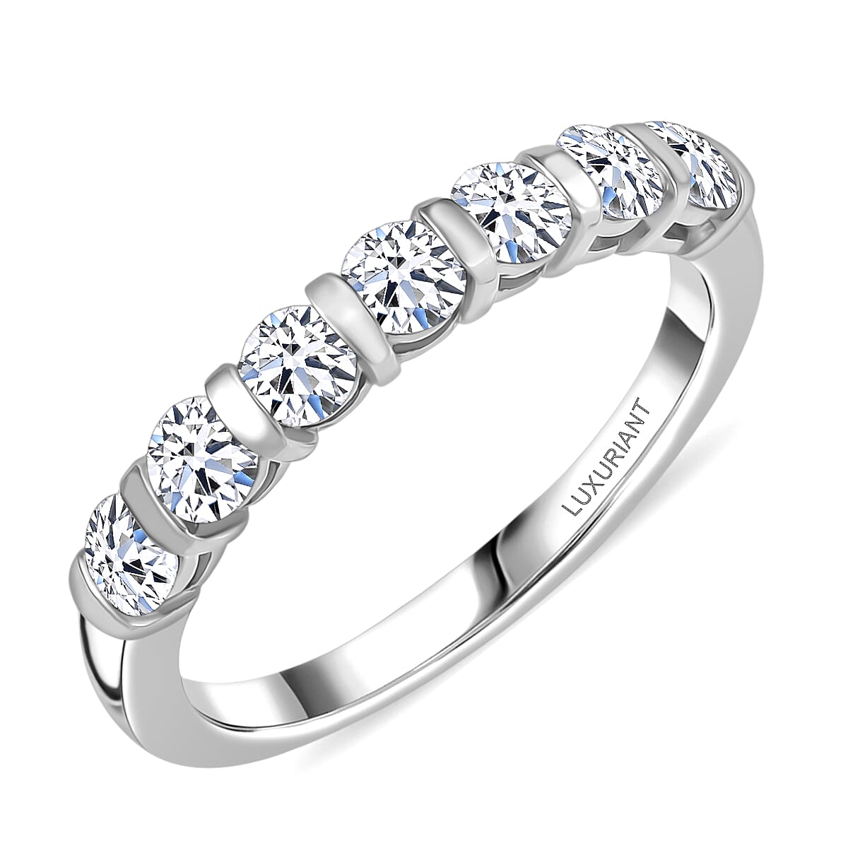 Luxuriant Lab Grown Diamond SI-I1 2.80 ctw Ring (Size 7.0) and Stud Earrings and Linking Bracelet (7.25In) in Rhodium Over Sterling Silver image number 3