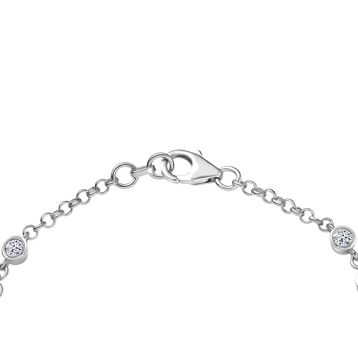 Luxuriant Lab Grown Diamond SI-I1 2.80 ctw Ring (Size 7.0) and Stud Earrings and Linking Bracelet (7.25In) in Rhodium Over Sterling Silver image number 8