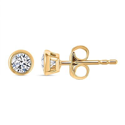 Luxuriant Lab Grown Diamond (SI-I1) Ring (Size 7.0) and Stud Earrings and Linking Bracelet (7.25In) in 18K Vermeil YG Over Sterling Silver 2.80 ctw