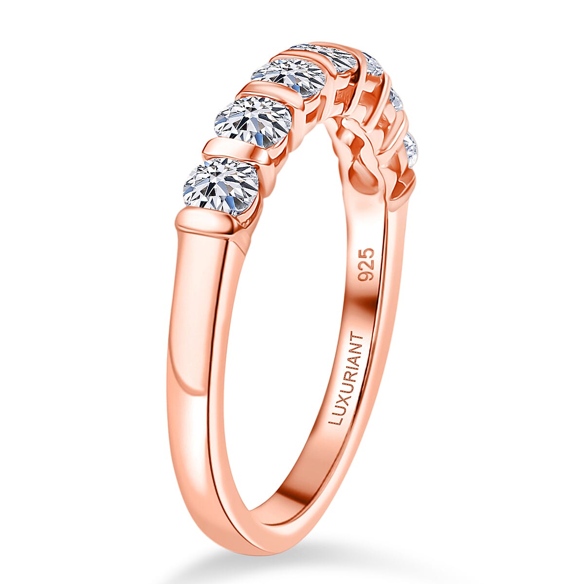 Luxuriant Lab Grown Diamond SI-I1 2.80 ctw Ring (Size 8.0) and Stud Earrings and Linking Bracelet (7.25In) in 18K Vermeil Rose Gold Over Sterling Silver image number 4
