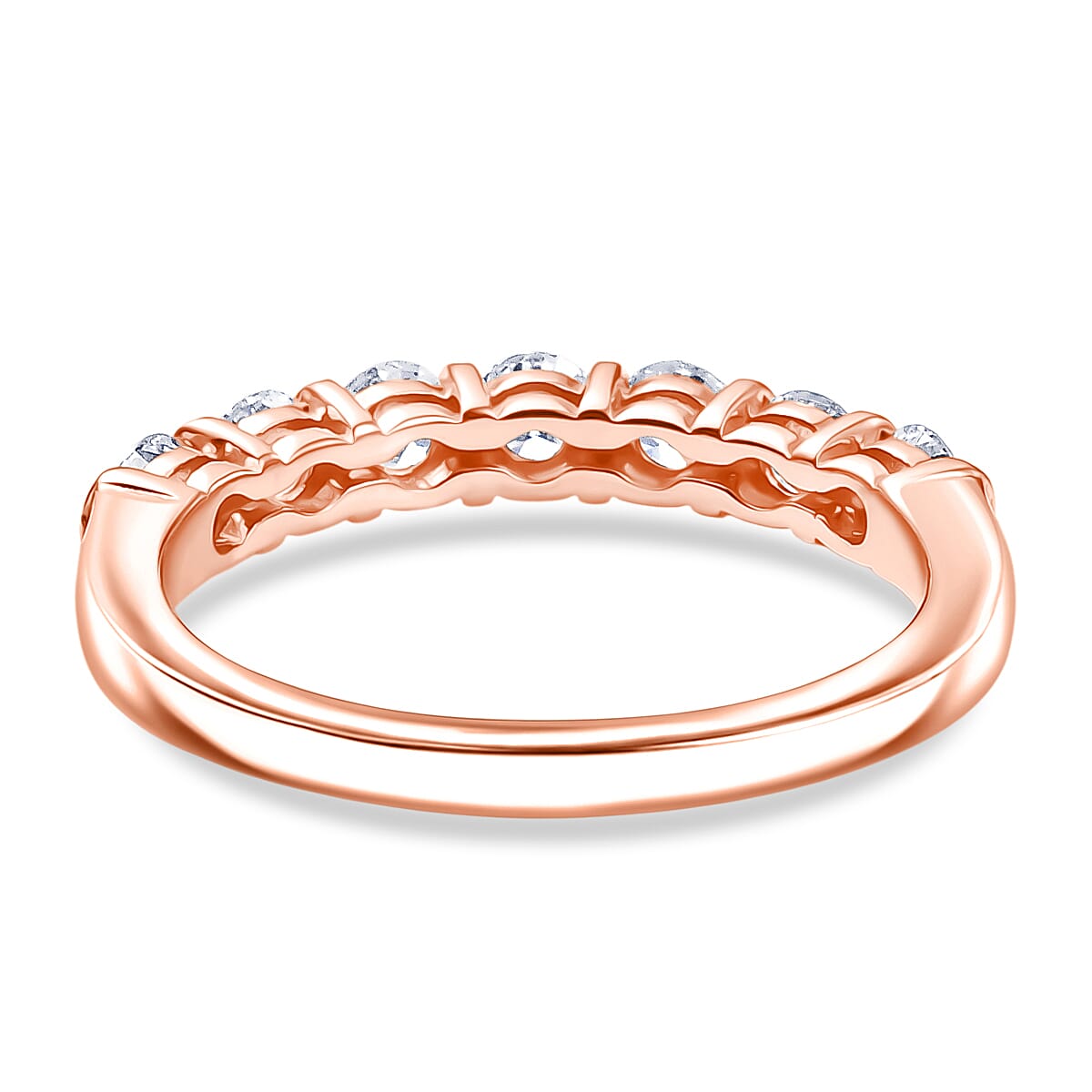 Luxuriant Lab Grown Diamond SI-I1 2.80 ctw Ring (Size 8.0) and Stud Earrings and Linking Bracelet (7.25In) in 18K Vermeil Rose Gold Over Sterling Silver image number 5