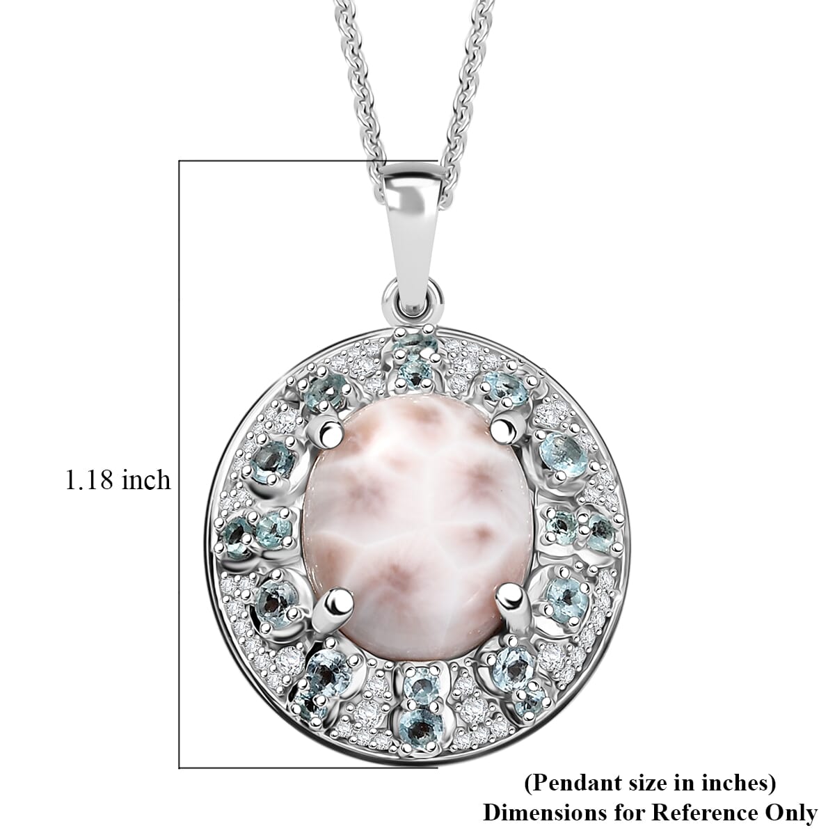 D'Joy Pink Natrolite and Multi Gemstone 5.10 ctw Art Deco Pendant Necklace 20 Inches in Rhodium Over Sterling Silver image number 6