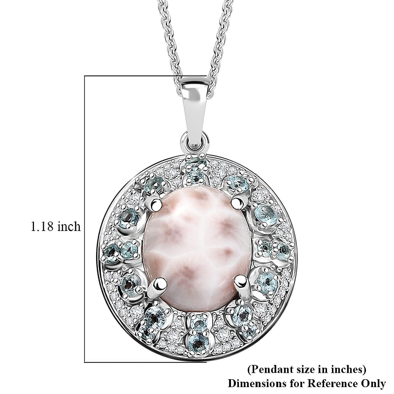 D'Joy Pink Natrolite and Multi Gemstone 5.10 ctw Art Deco Pendant Necklace 20 Inches in Rhodium Over Sterling Silver