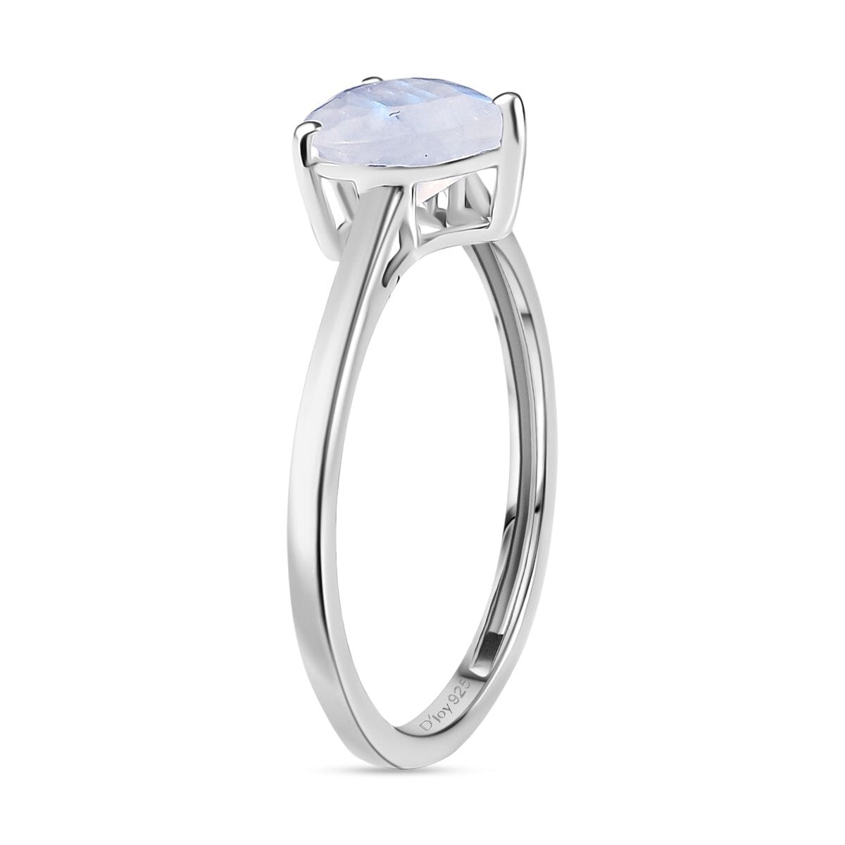 D'Joy 3 Piece Set - Moon Glow Moonstone 4.10 ctw Heartlight Glow Heart Earrings, Ring (Size 5) and Pendant Necklace 20 Inches in Platinum Over Sterling Silver image number 4