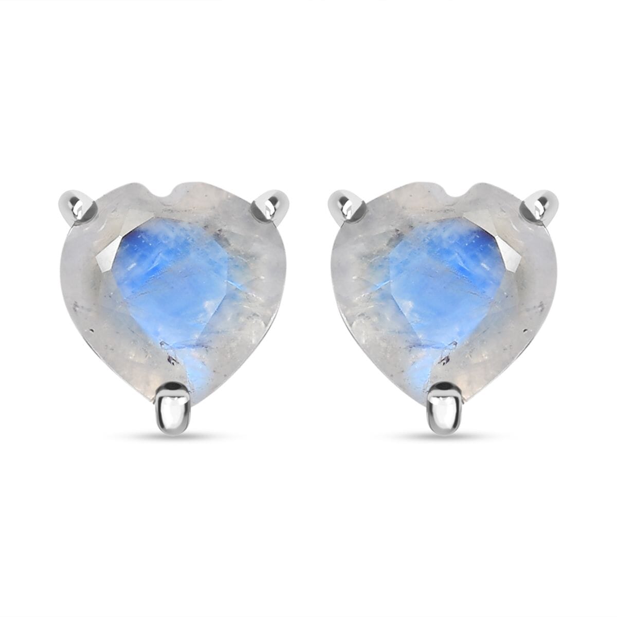 D'Joy 3 Piece Set - Moon Glow Moonstone 4.10 ctw Heartlight Glow Heart Earrings, Ring (Size 5) and Pendant Necklace 20 Inches in Platinum Over Sterling Silver image number 8