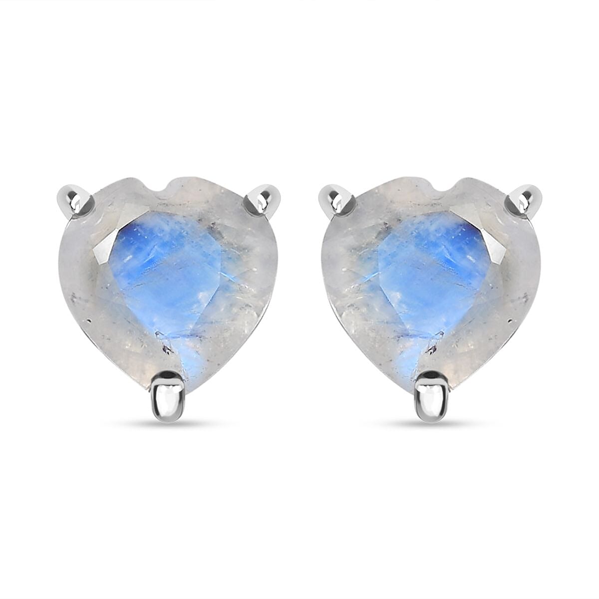 D'Joy 3 Piece Set - Moon Glow Moonstone 4.10 ctw Heartlight Glow Heart Earrings, Ring (Size 6) and Pendant Necklace 20 Inches in Platinum Over Sterling Silver image number 8