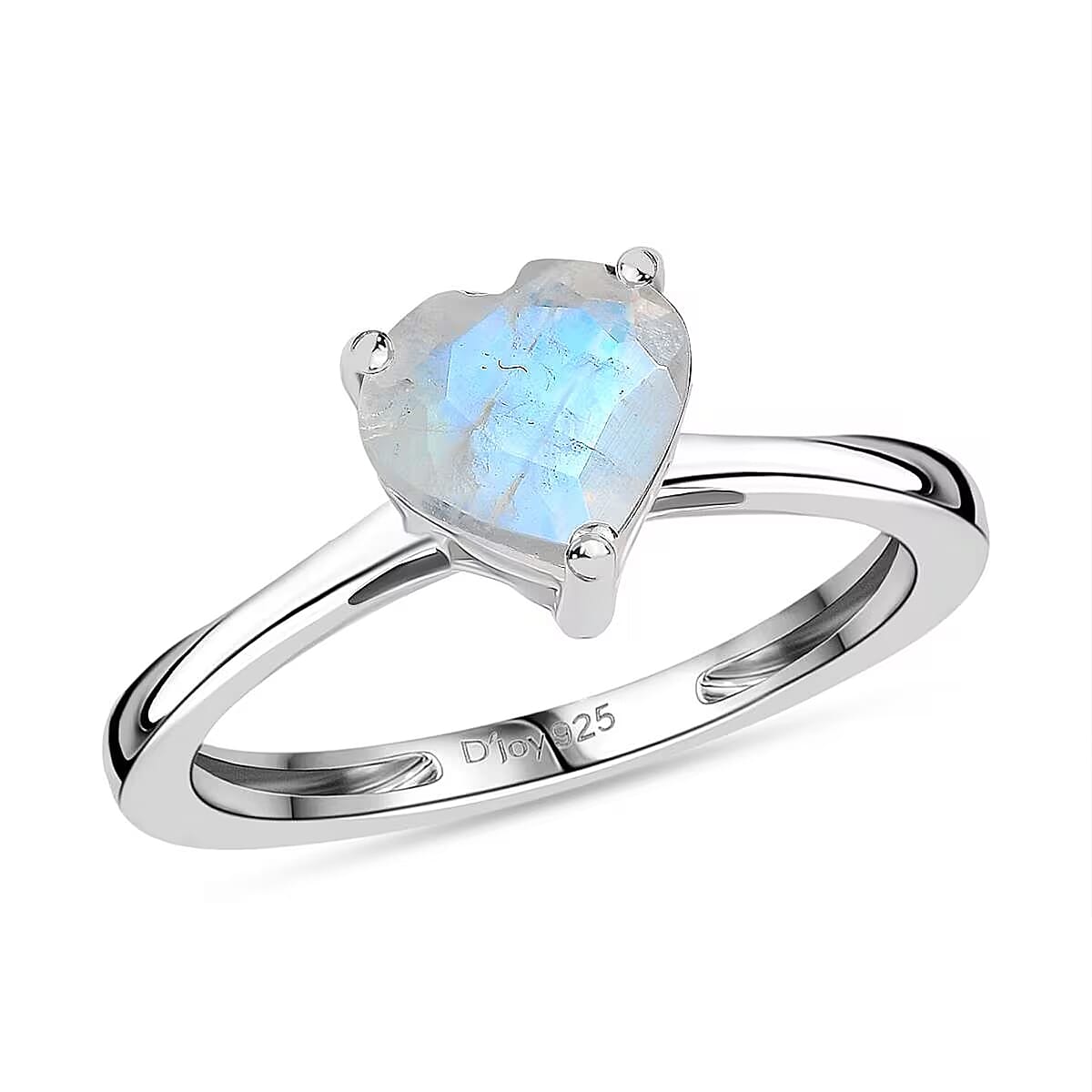 D'Joy 3 Piece Set - Moon Glow Moonstone 4.10 ctw Heartlight Glow Heart Earrings, Ring (Size 8) and Pendant Necklace 20 Inches in Platinum Over Sterling Silver image number 5