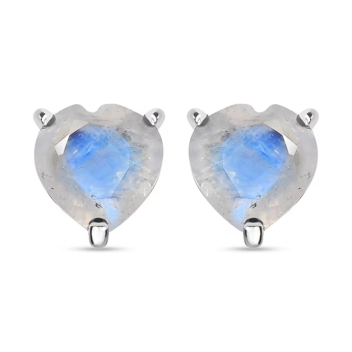D'Joy 3 Piece Set - Moon Glow Moonstone 4.10 ctw Heartlight Glow Heart Earrings, Ring (Size 8) and Pendant Necklace 20 Inches in Platinum Over Sterling Silver image number 7