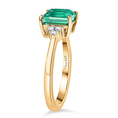 D'Joy Peacock Quartz and White Zircon 6.15 ctw Ring (Size 5.50) and Earrings in 18K Vermeil Yellow Gold Over Sterling Silver