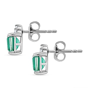 Peacock Triplet Quartz and White Zircon Ring (10.0) and 6.14 ctw Earrings in Platinum Over Sterling Silver