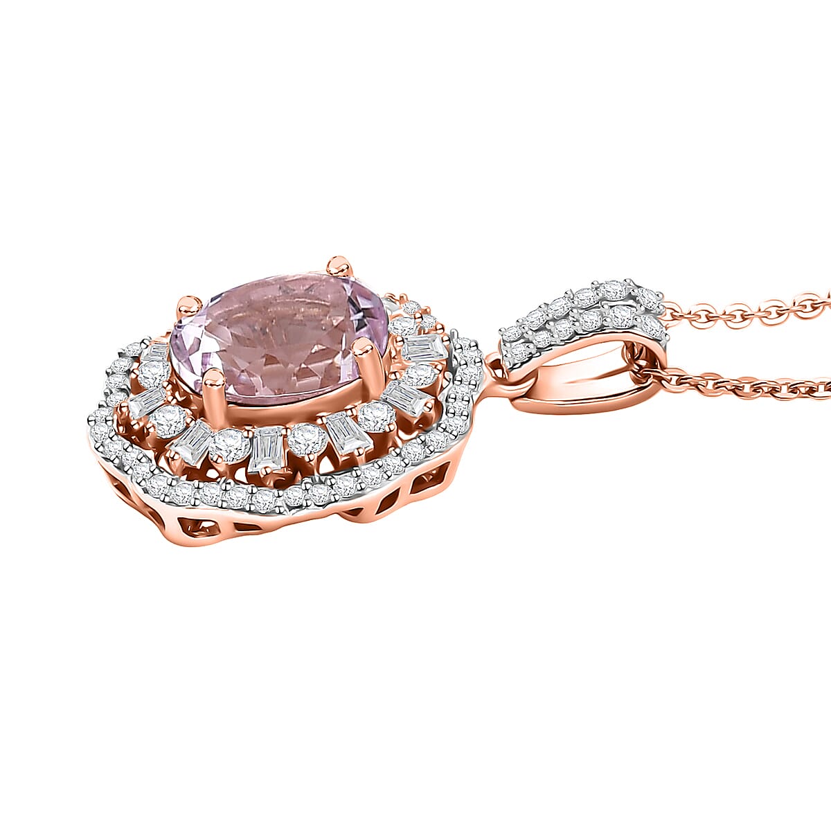 D'Joy Premium Kunzite and Moissanite 3.25 ctw Pendant Necklace in 18K Vermeil Rose Gold Over Sterling Silver 20 Inches image number 3