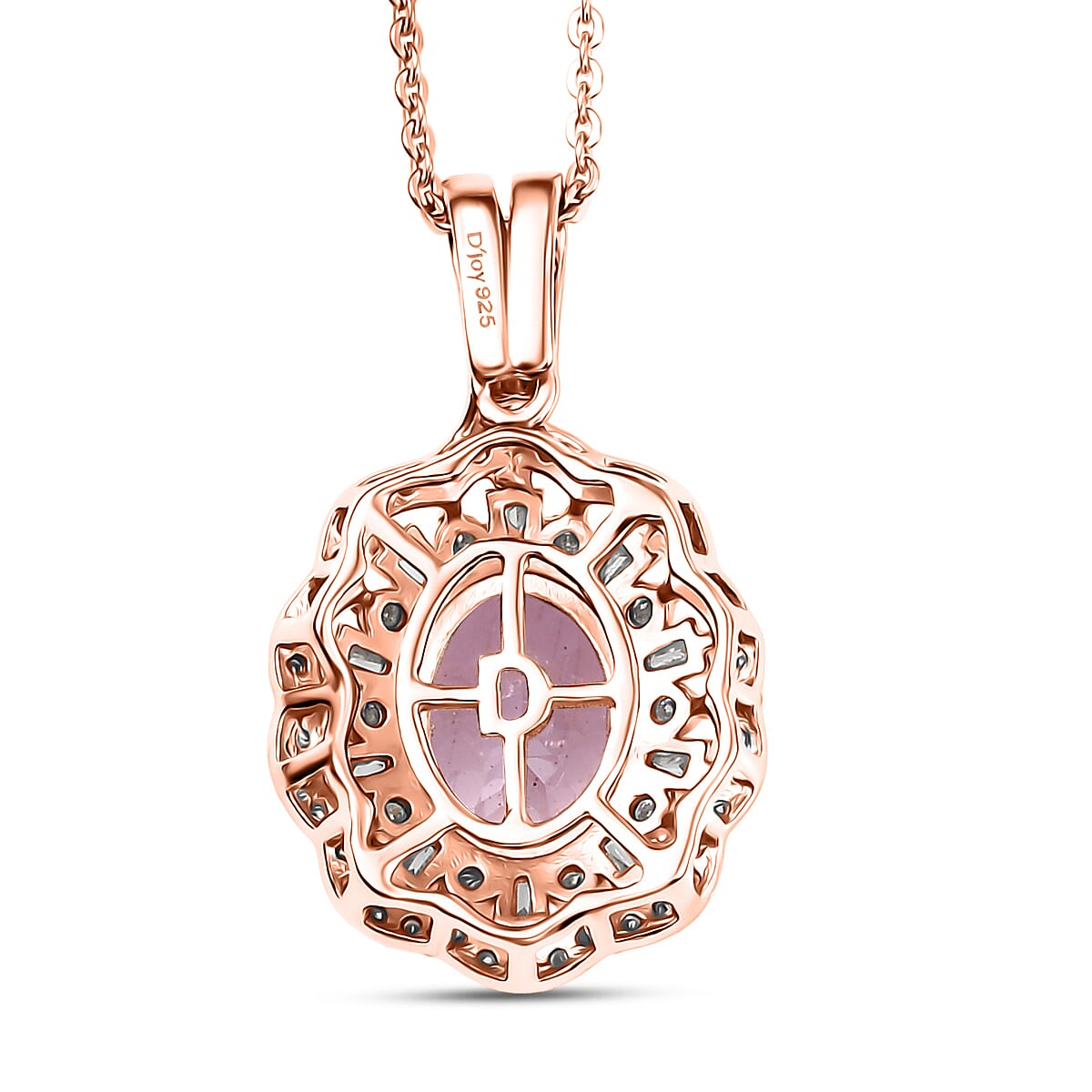 D'Joy Premium Kunzite and Moissanite 3.25 ctw Pendant Necklace in 18K Vermeil Rose Gold Over Sterling Silver 20 Inches image number 4