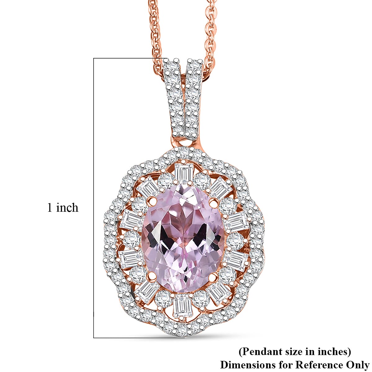 D'Joy Premium Kunzite and Moissanite 3.25 ctw Pendant Necklace in 18K Vermeil Rose Gold Over Sterling Silver 20 Inches image number 5