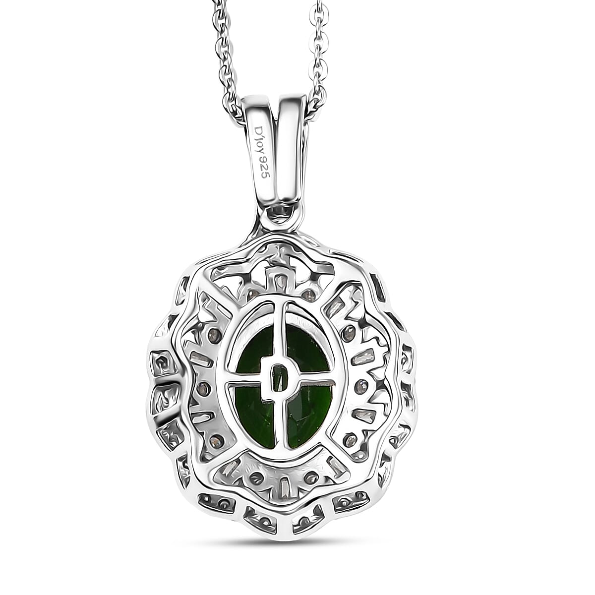 D'Joy Premium Chrome Diopside and Moissanite 2.65 ctw Pendant Necklace in Rhodium Over Sterling Silver 20 Inches image number 4
