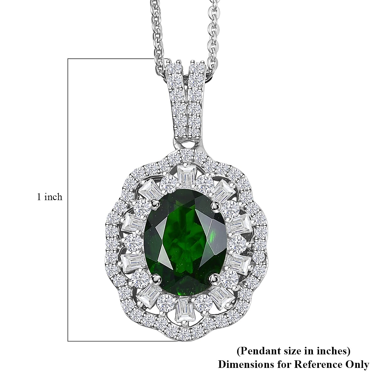 D'Joy Premium Chrome Diopside and Moissanite 2.65 ctw Pendant Necklace in Rhodium Over Sterling Silver 20 Inches image number 6