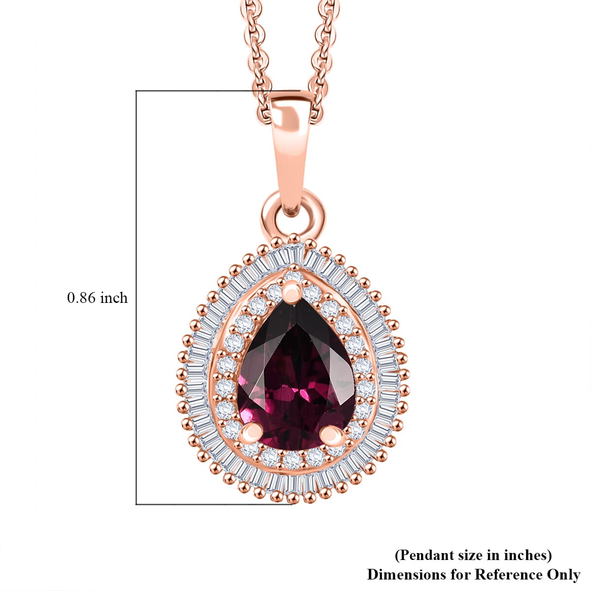 D’Joy AAA Radiant Ember Garnet and Diamond 1.65 ctw Eternal Flame Pendant Necklace 20 Inches in 18K Vermeil Rose Gold Over Sterling Silver image number 5