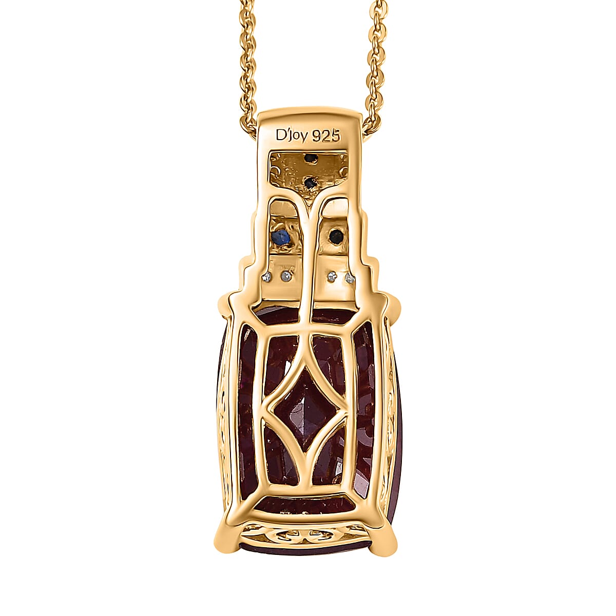D'Joy Premium Niassa Ruby (FF) and Multi Gemstone 10.70 ctw Crimson Flower Pendant Necklace in 18K Vermeil Yellow Gold Over Sterling Silver 20 Inches image number 4