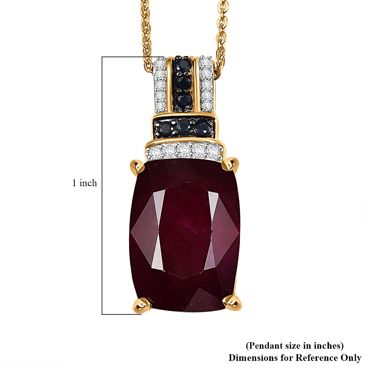 D'Joy Premium Niassa Ruby (FF) and Multi Gemstone 10.70 ctw Crimson Flower Pendant Necklace in 18K Vermeil Yellow Gold Over Sterling Silver 20 Inches image number 5