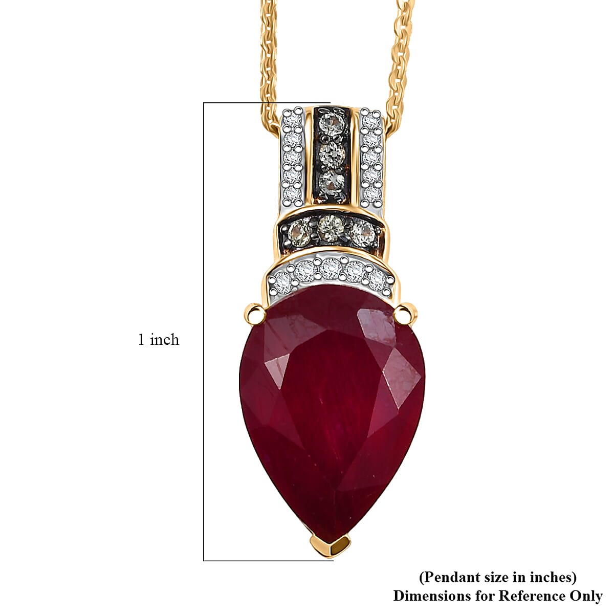 D'Joy Premium Niassa Ruby (FF) and Multi Gemstone 8.00 ctw Crimson Flower Pendant Necklace in 18K Vermeil Yellow Gold Over Sterling Silver 20 Inches
