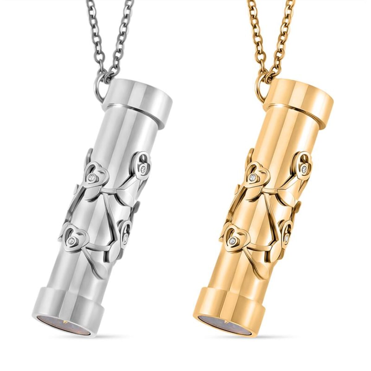 Set of 2 Simulated Multi Color Diamond  1.60 ctw Kaleidoscope Pendant Necklace in ION Plated YG and Stainless Steel 30-32 Inches image number 0
