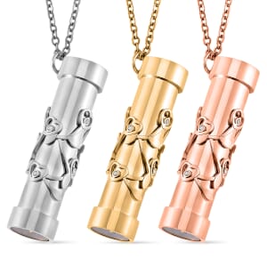Set of 3 Simulated Multi Color Diamond 2.40 ctw Kaleidoscope Pendant Necklace in ION Plated YG, RG and Stainless Steel 30-32 Inches