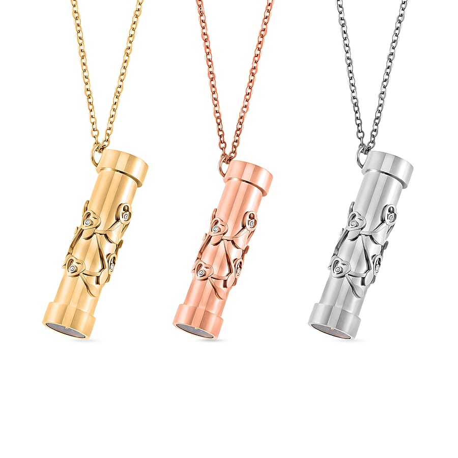 Set of 3 Simulated Multi Color Diamond Kaleidoscope Pendant Necklace in ION Plated YG, RG and Stainless Steel (30-32 Inches) 2.40 ctw (Del. In 10-12 Days)
