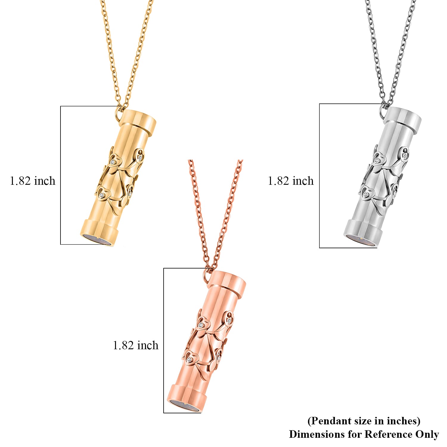 Set of 3 Simulated Multi Color Diamond Kaleidoscope Pendant Necklace in ION Plated YG, RG and Stainless Steel (30-32 Inches) 2.40 ctw (Del. In 10-12 Days)