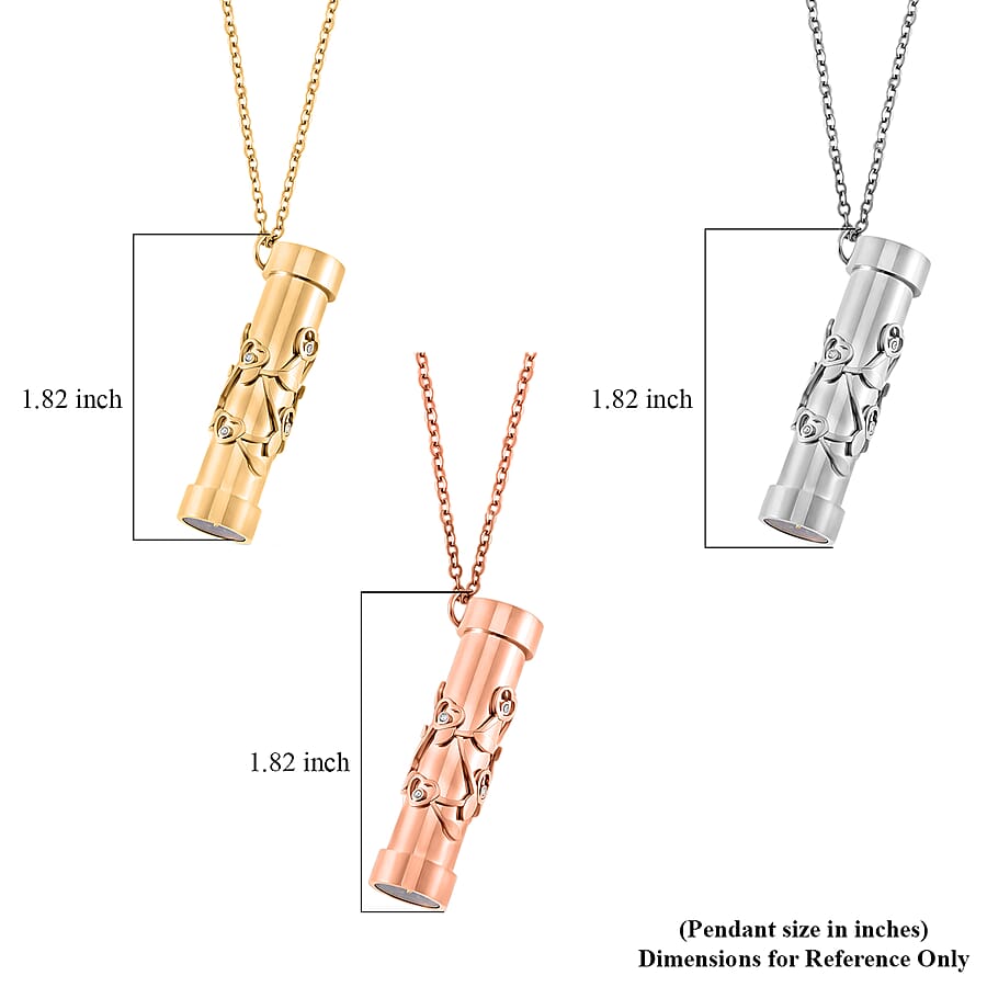Set of 3 Simulated Multi Color Diamond Kaleidoscope Pendant Necklace in ION Plated YG, RG and Stainless Steel (30-32 Inches) 2.40 ctw (Del. In 10-12 Days)