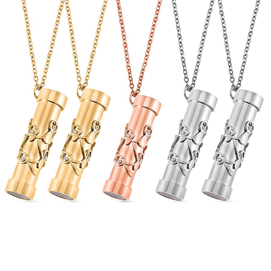 Set of 5 Simulated Multi Color Diamond Kaleidoscope Pendant Necklace in ION Plated YG, RG and Stainless Steel (30-32 Inches) 4.00 ctw (Del. In 10-12 Days)