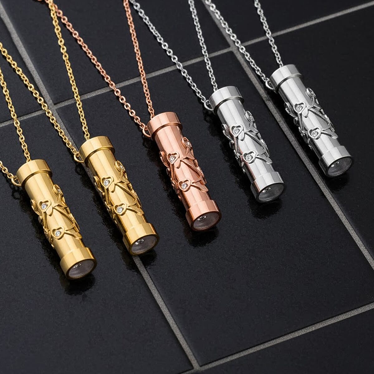 Set of 5 Simulated Multi Color Diamond Kaleidoscope Pendant Necklace in ION Plated YG, RG and Stainless Steel (30-32 Inches) 4.00 ctw (Del. In 10-12 Days) image number 1