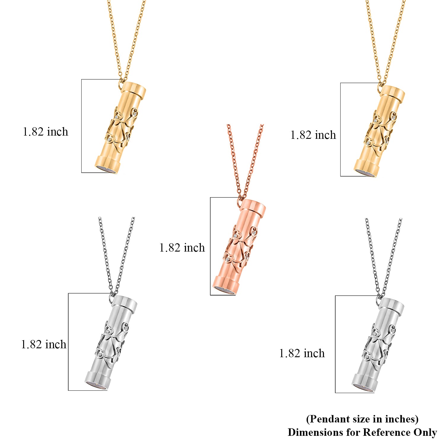 Set of 5 Simulated Multi Color Diamond Kaleidoscope Pendant Necklace in ION Plated YG, RG and Stainless Steel (30-32 Inches) 4.00 ctw